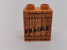   Lego Duplo képeskocka láda - törékeny - fragile (v. barna ! ) (karcos)