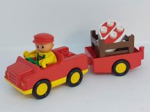 Lego Duplo autó (piros) + utánfutó figurával 