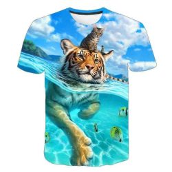 Gyerek 3D póló Tigris 120 méret cicás póló macskás póló