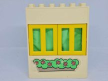   Lego Duplo ablakos fal elem függönnyel (enyhén sárgult,matrica kopott)