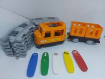   Lego Duplo Interaktív mozdony, SZERVÍZELZT lego duplo vonat (Szervízünk által kipróbált,szervízelt vonat) + 12 db világosszürke kanyar + 5 kód