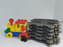  Lego Duplo sín kanyar csomag (barnás szürke, 12 db) vonattal + ajándék figura