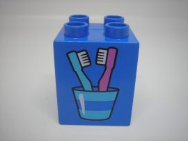 Lego Duplo képeskocka - fogkefe, pohár (hátulja ki van lyukasztva)